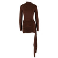 MARCELLA – Figurbetontes Langarmkleid mit asymmetrischem Drapée
