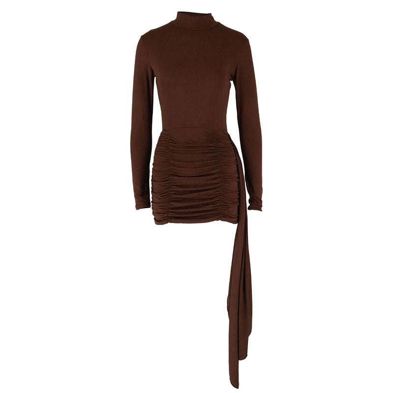 MARCELLA – Figurbetontes Langarmkleid mit asymmetrischem Drapée