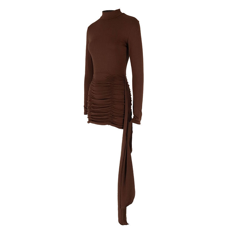 MARCELLA – Figurbetontes Langarmkleid mit asymmetrischem Drapée