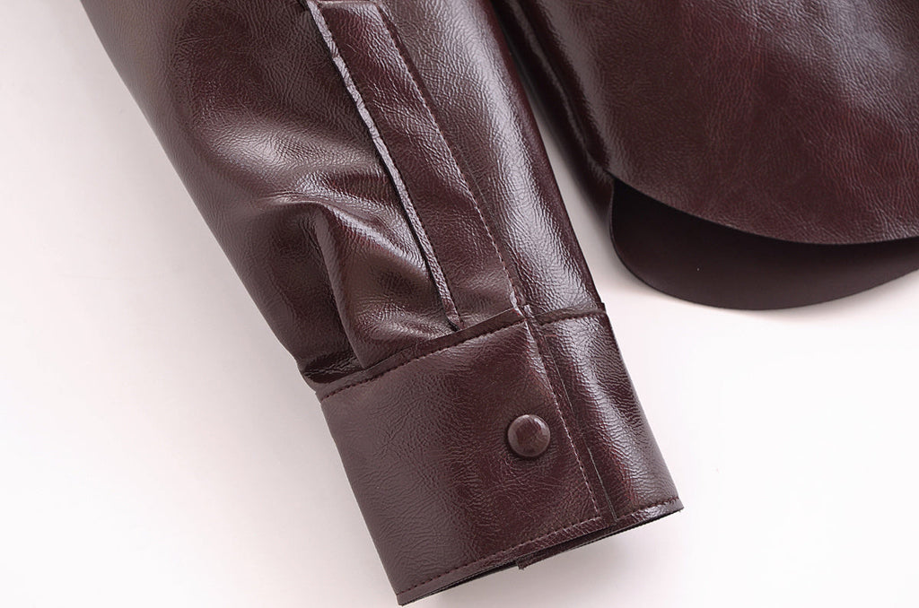 THALIA – Zweiteiler aus veganem Leder (Blusenjacke & Minirock)
