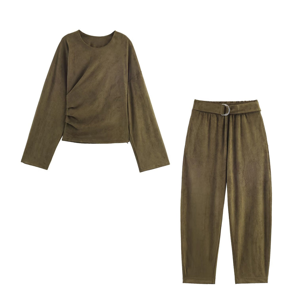 SAPHIRA - Wildleder-Hosen-Set