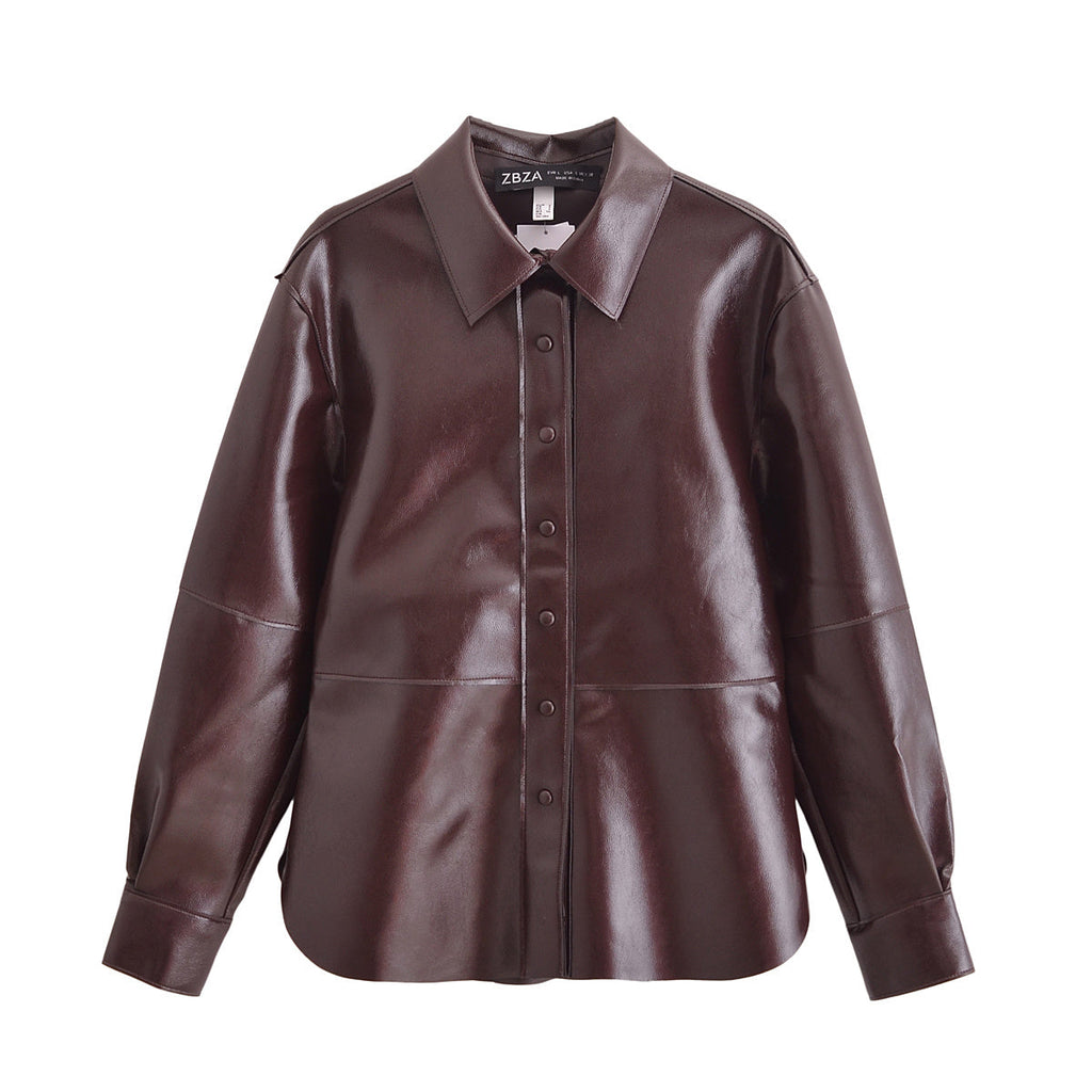 THALIA – Zweiteiler aus veganem Leder (Blusenjacke & Minirock)