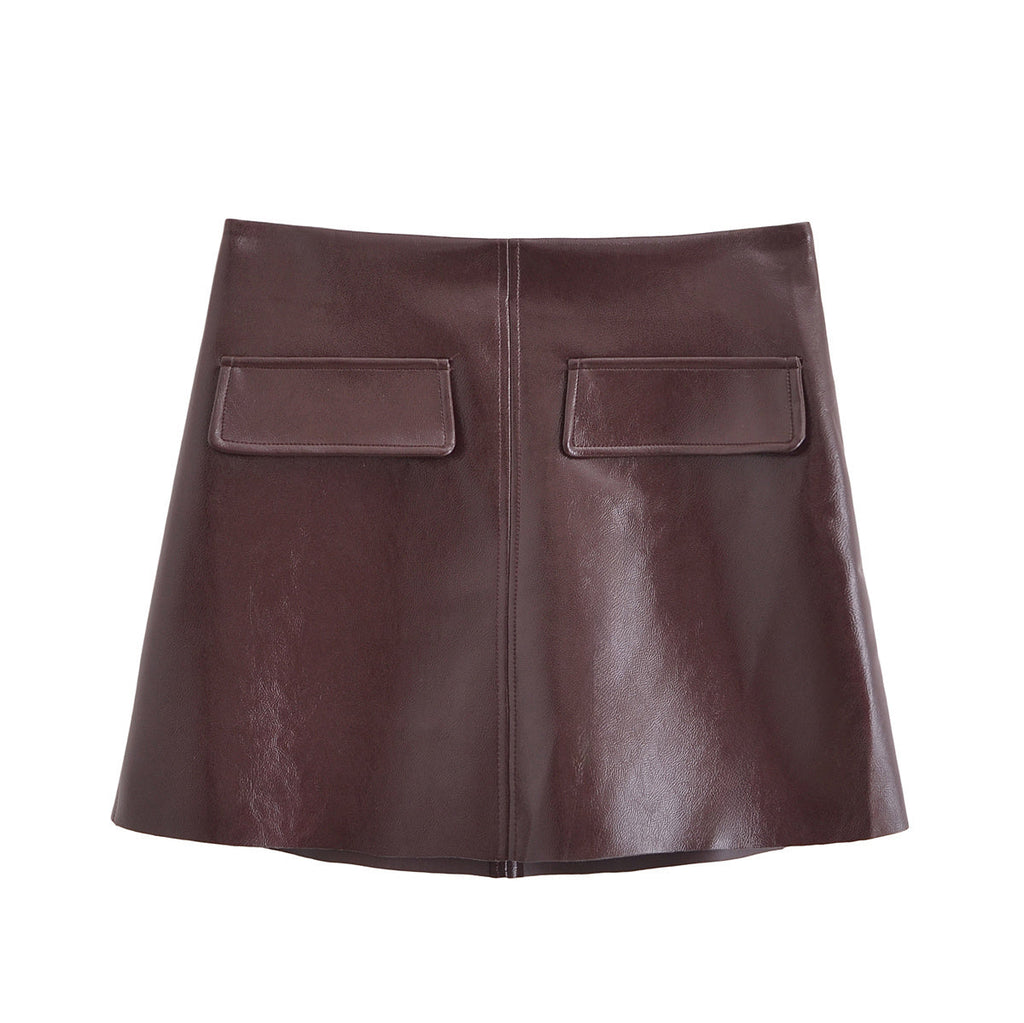 THALIA – Zweiteiler aus veganem Leder (Blusenjacke & Minirock)