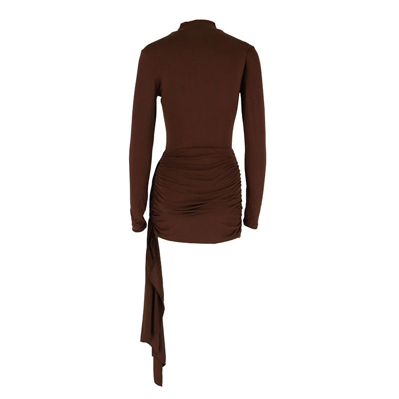 MARCELLA – Figurbetontes Langarmkleid mit asymmetrischem Drapée
