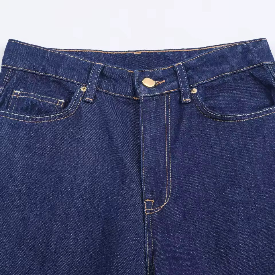 AMIRA – Denim Zweiteiler mit Rüschenbluse & Hose
