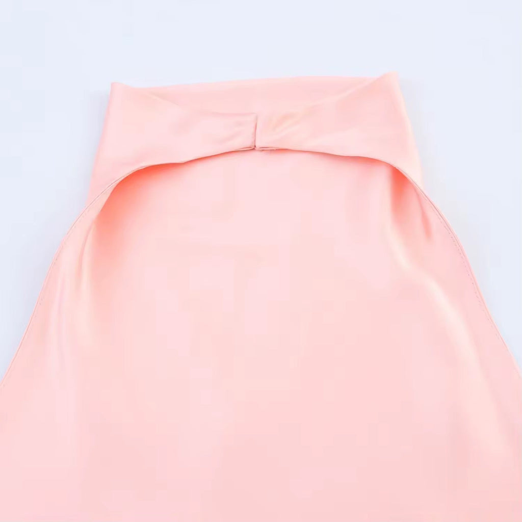 VIVIENNE – Satin halterneck top with waterfall neckline