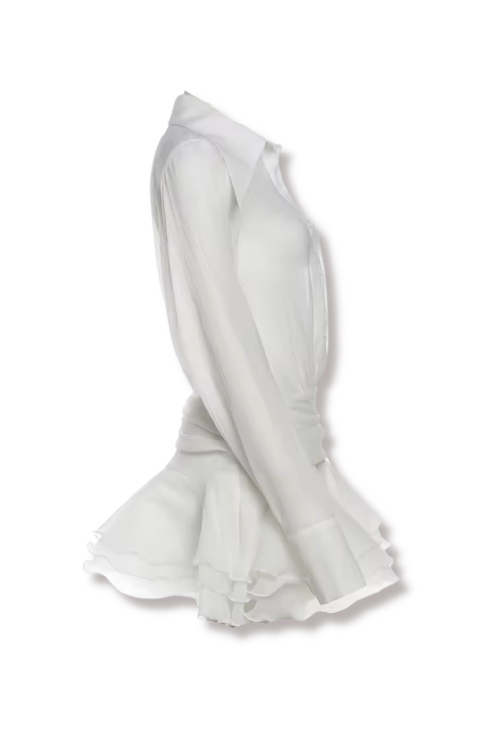 SHERLY - Mini dress with button placket and ruffle skirt