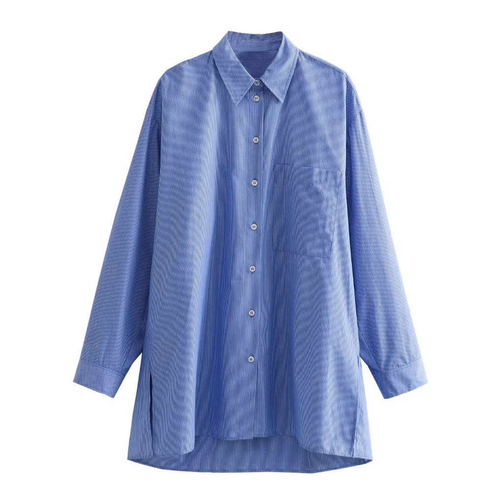 ELENI - Two-piece oversized shirt &amp; pull-on shorts in a striped look