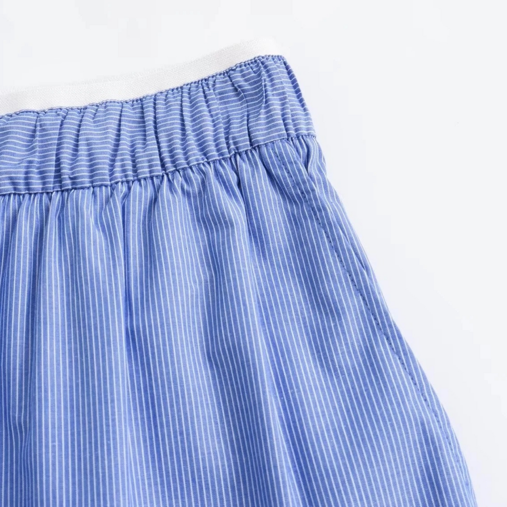 ELENI - Two-piece oversized shirt &amp; pull-on shorts in a striped look