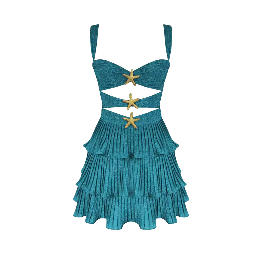 ANITA – Pleated ruffle dress with cut-outs