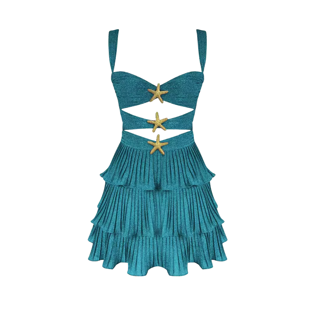 ANITA – Pleated ruffle dress with cut-outs
