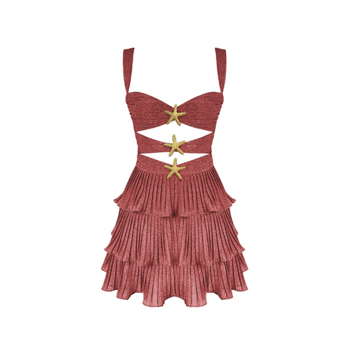 ANITA – Pleated ruffle dress with cut-outs