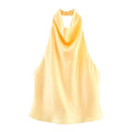 VIVIENNE – Satin halterneck top with waterfall neckline