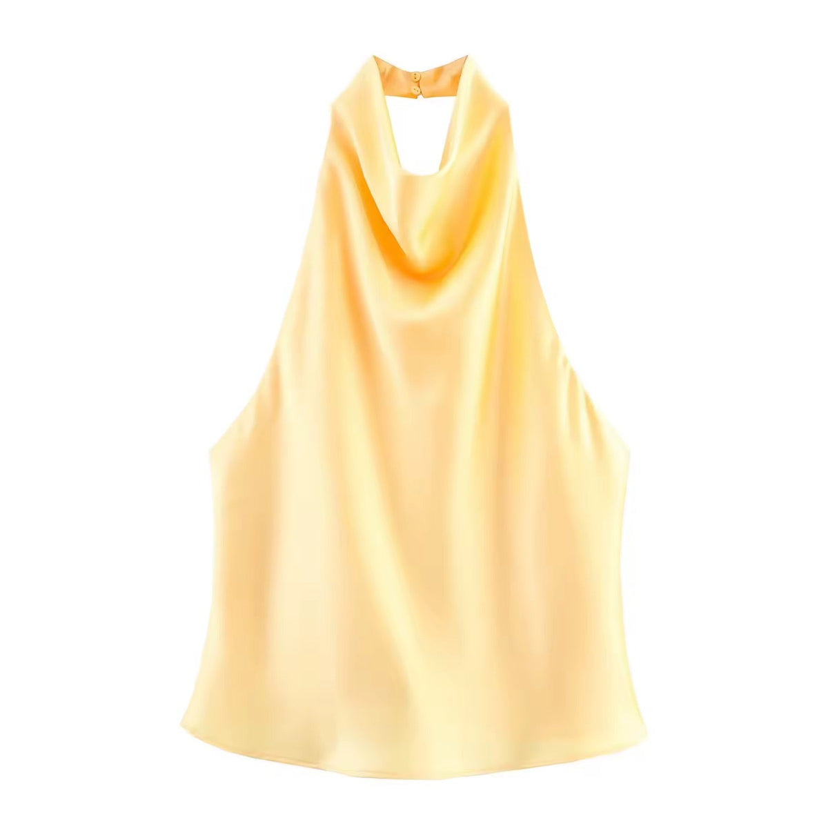 VIVIENNE – Satin halterneck top with waterfall neckline