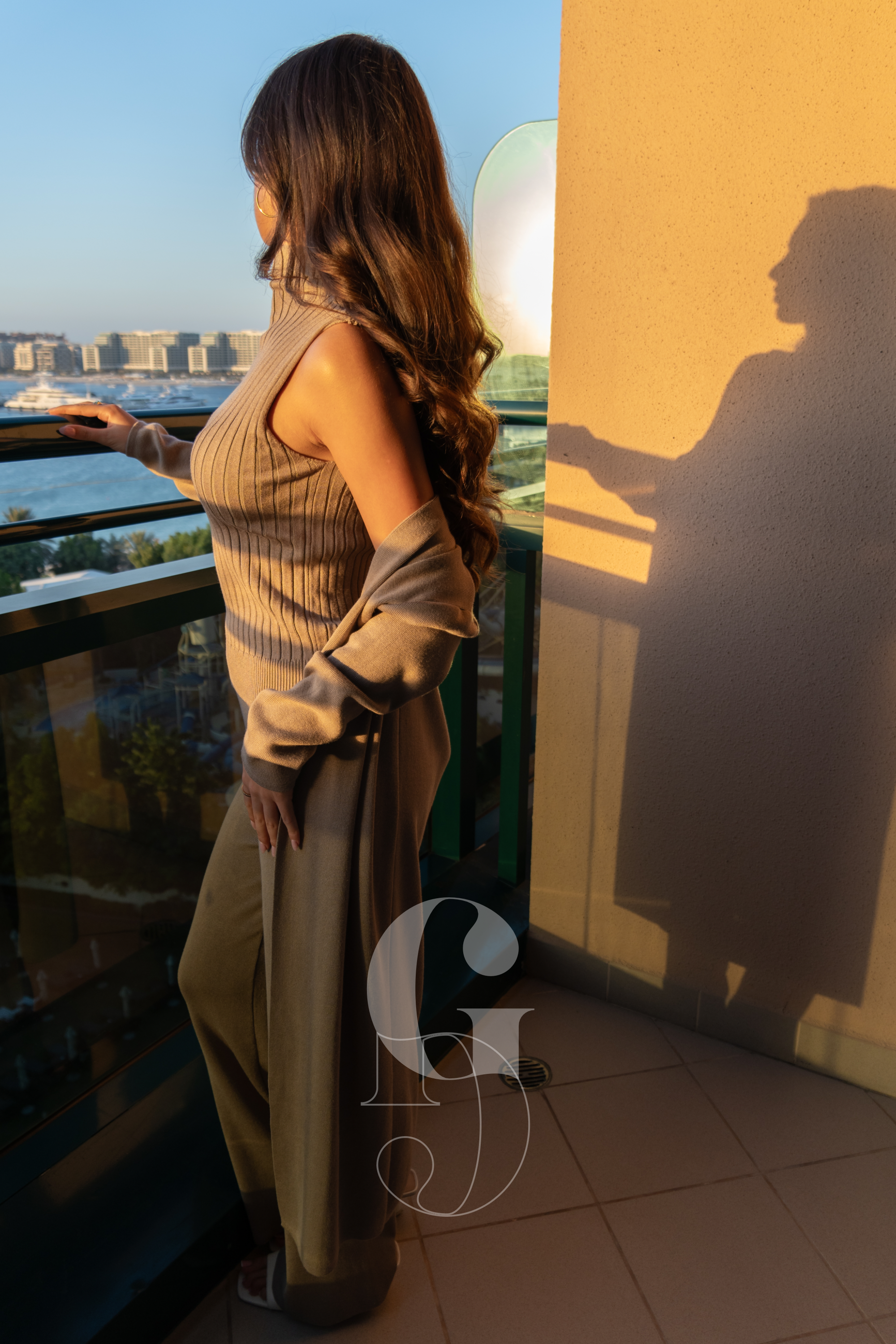 HELEN - Three-piece long cardigan, wide trousers &amp; sleeveless turtleneck knitted top