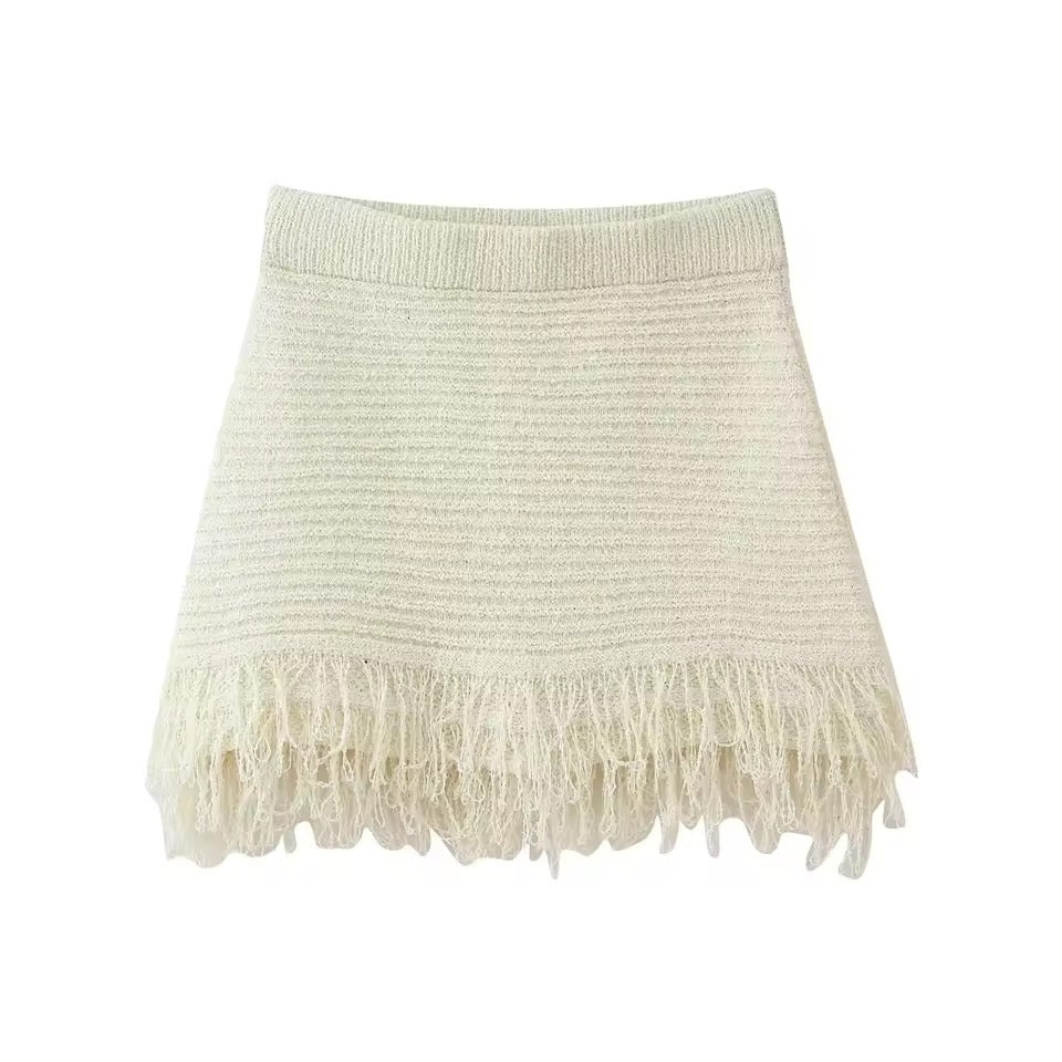 ROUX – Gestricktes Fransen-Zweiteiler-Set