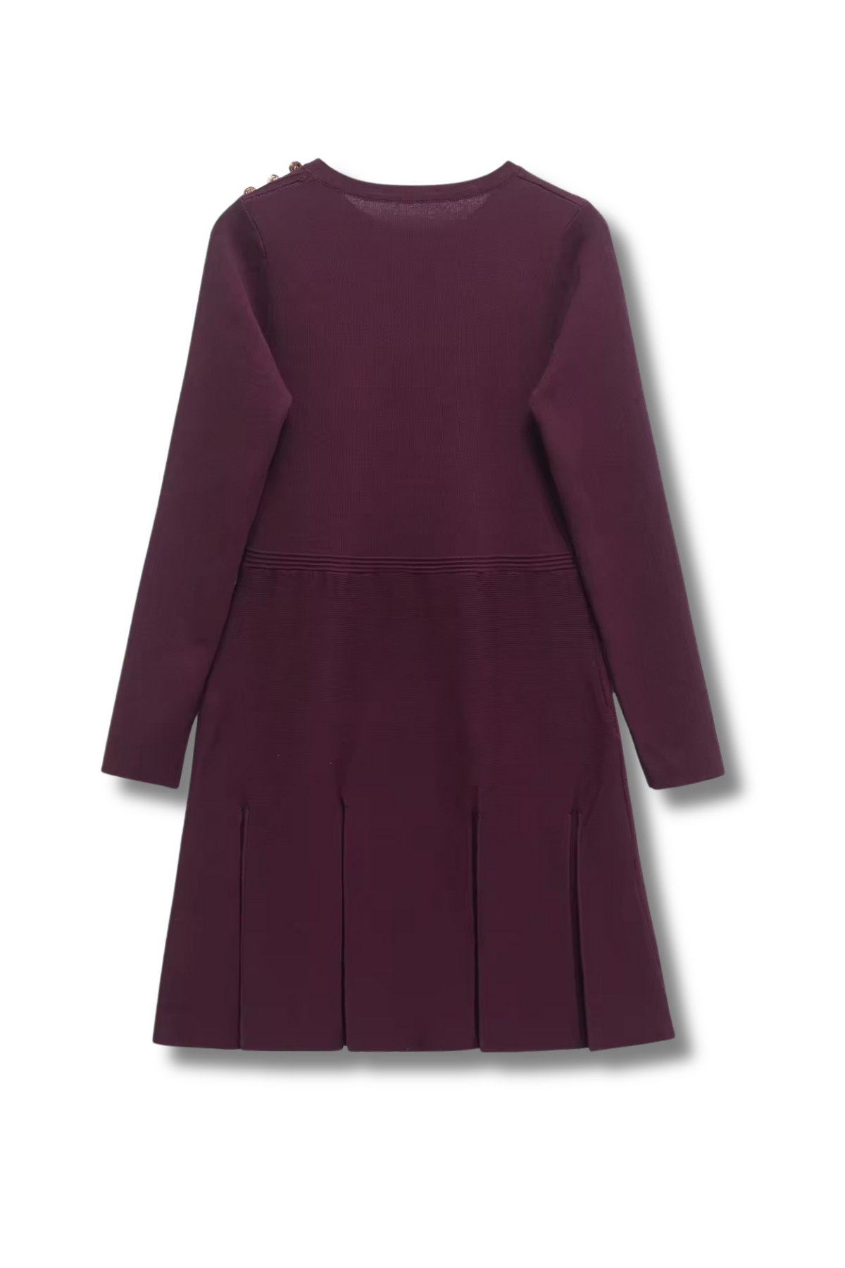 GIULLY - Long-sleeved fine knit dress with gold buttons