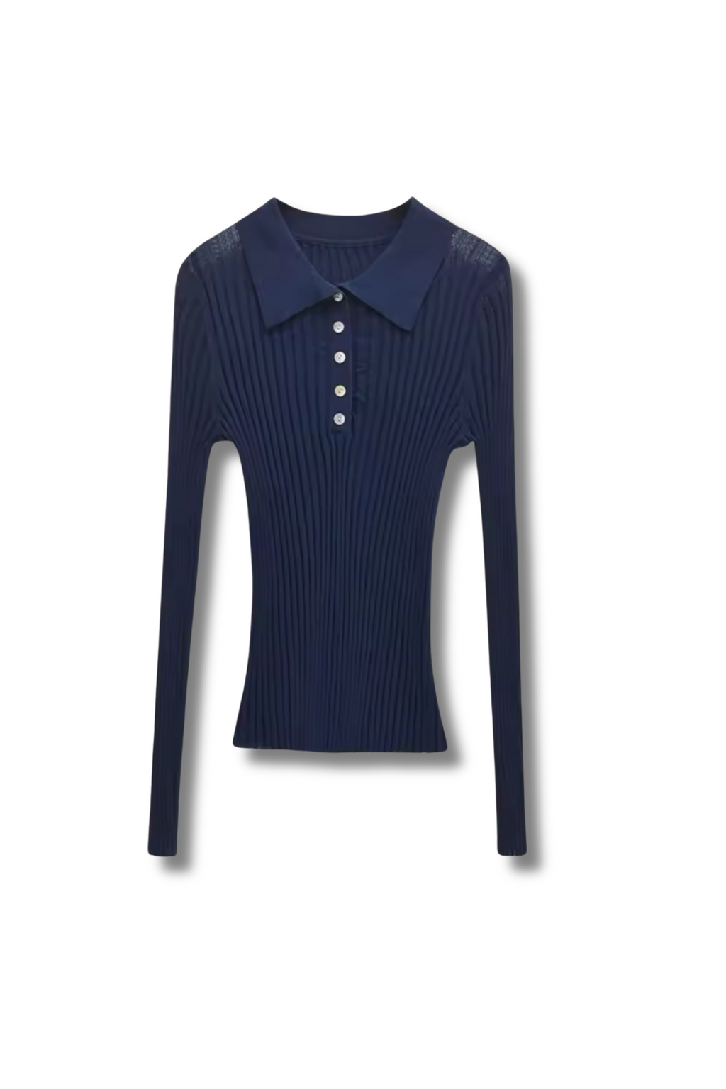 JANINE - ribbed knit sweater with polo collar