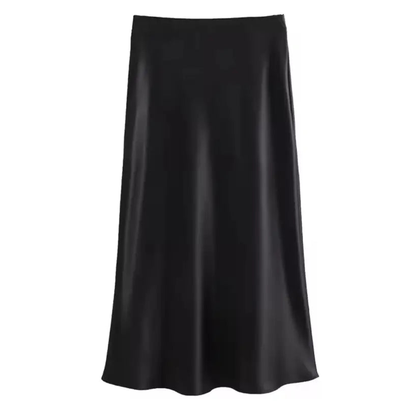 DEMI - Knee-length highwaist satin skirt