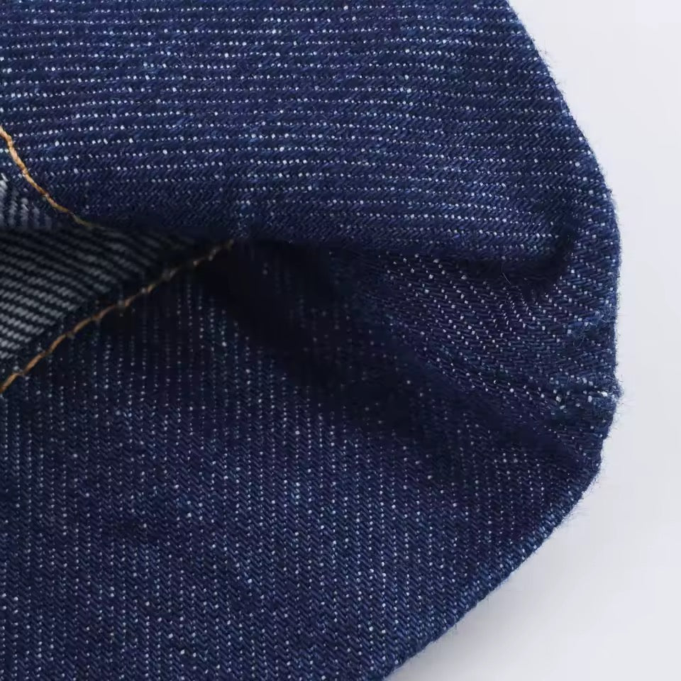 AMIRA – Denim Zweiteiler mit Rüschenbluse & Hose