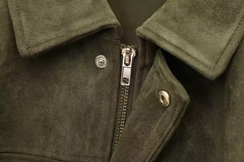 RHEA – Oversized Bomberjacke aus weichem Wildleder-Look