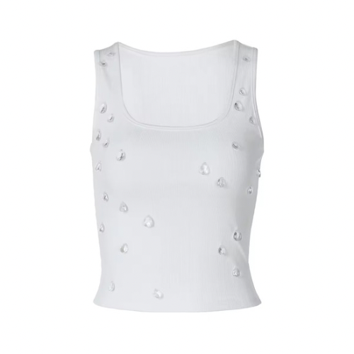 VALENTINA – Figure-hugging tank top with teardrop glass stone