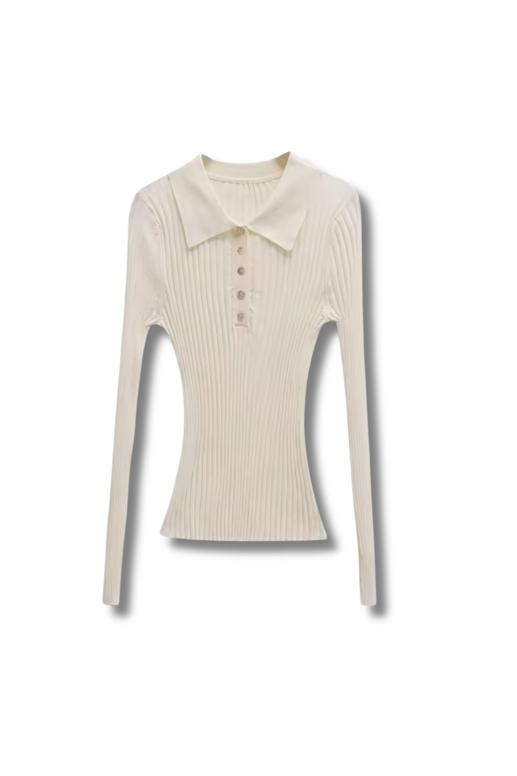 JANINE - ribbed knit sweater with polo collar