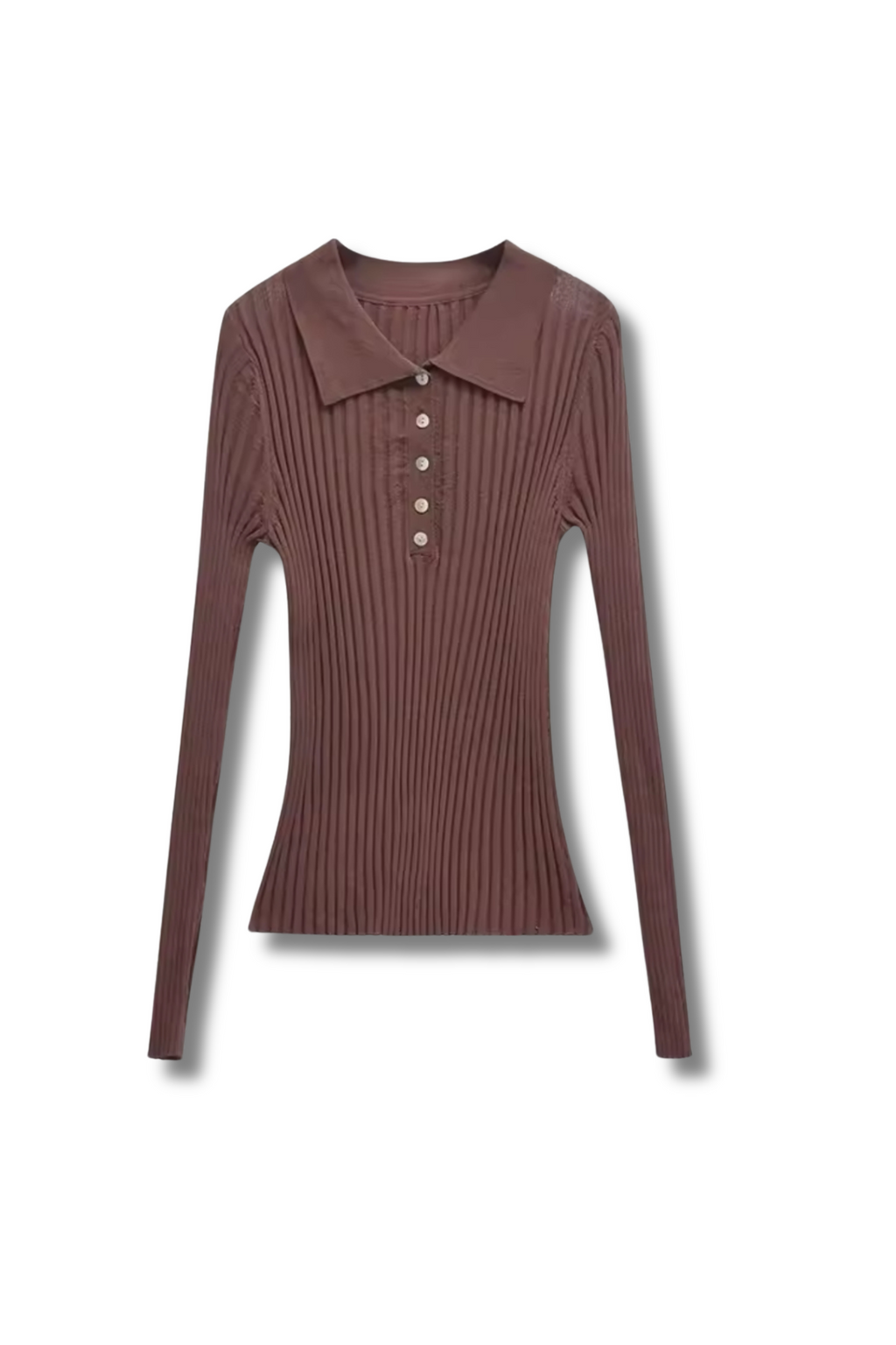 JANINE - ribbed knit sweater with polo collar