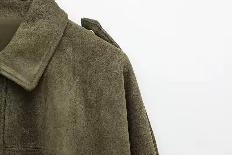 RHEA – Oversized Bomberjacke aus weichem Wildleder-Look