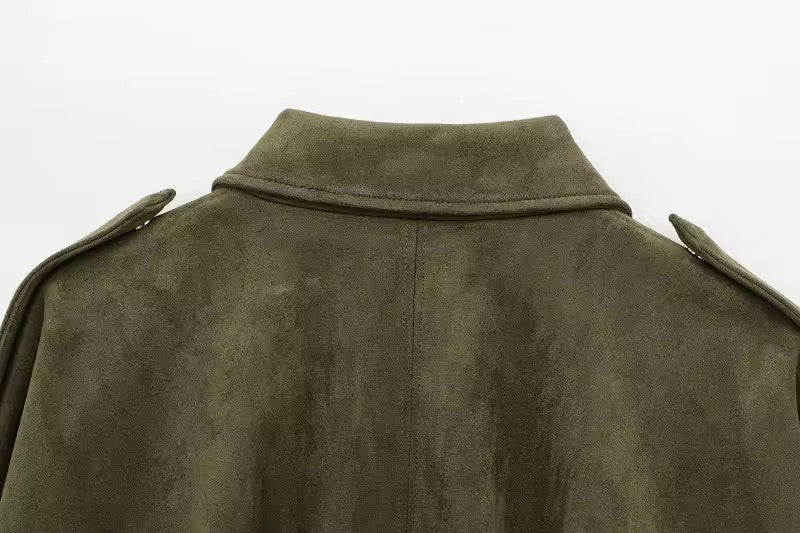 RHEA – Oversized Bomberjacke aus weichem Wildleder-Look