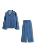 SARA - combo set consisting of a tunic and wide trousers in denim look