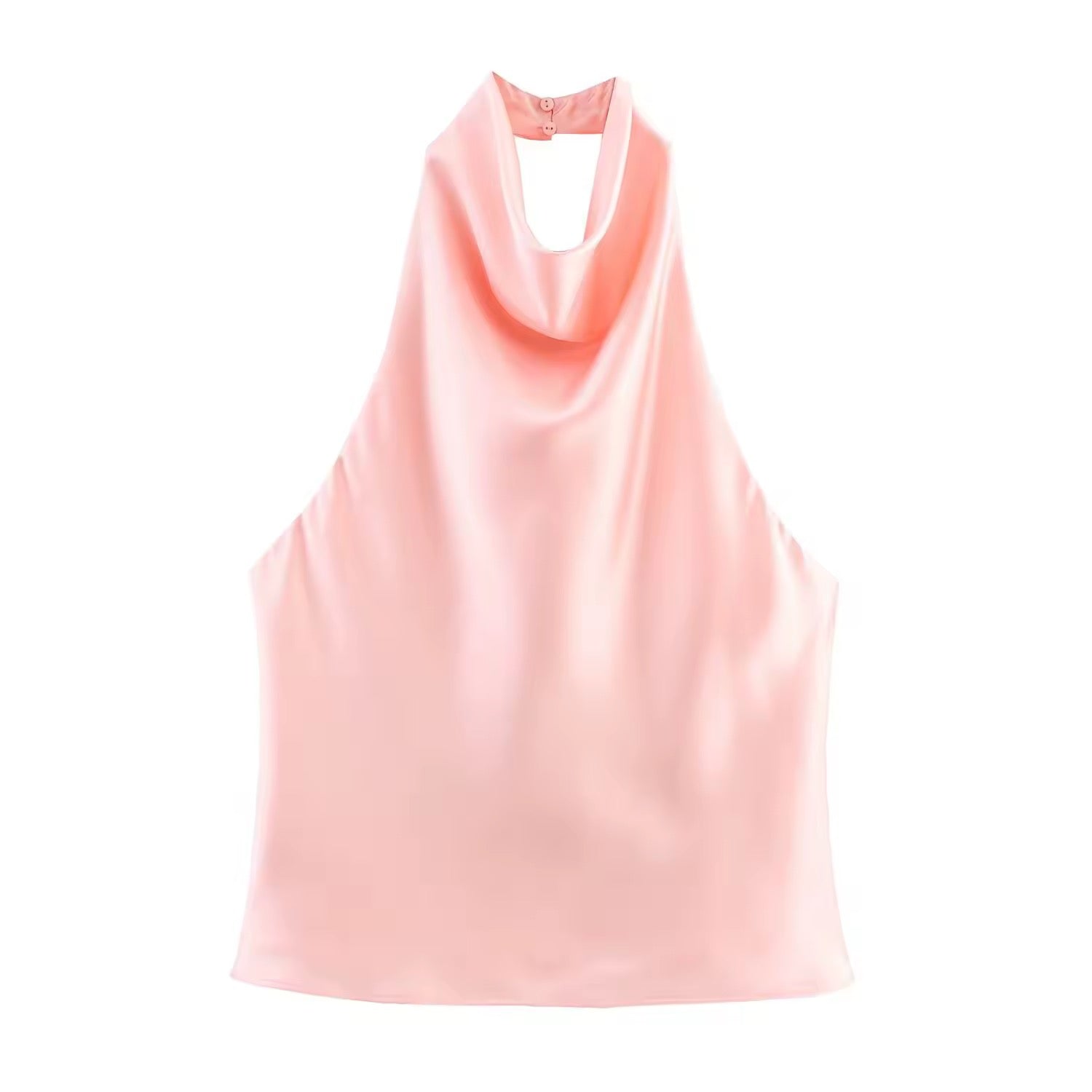 VIVIENNE – Satin halterneck top with waterfall neckline