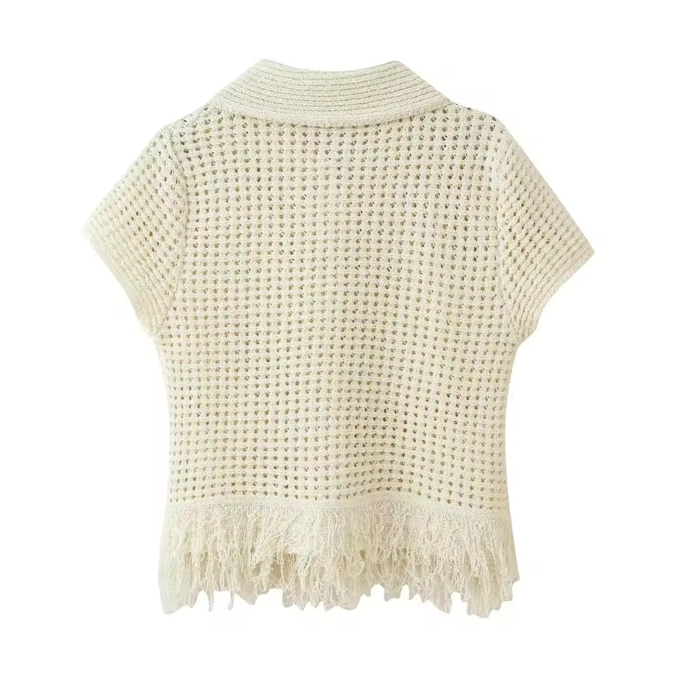 ROUX – Gestricktes Fransen-Zweiteiler-Set