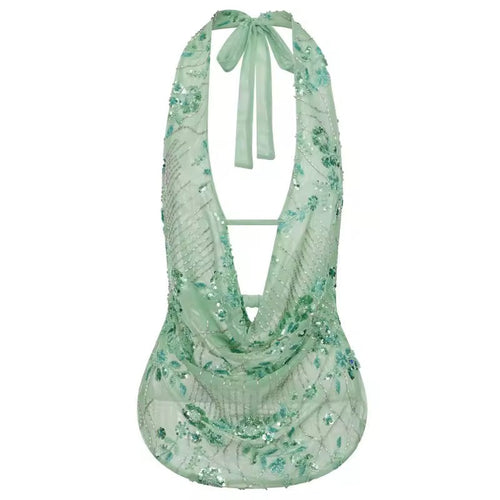 AMÉLIE – Glittering halterneck tank top with sequins