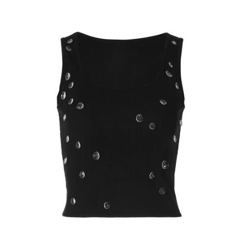 VALENTINA – Figure-hugging tank top with teardrop glass stone