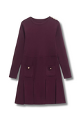 GIULLY - Long-sleeved fine knit dress with gold buttons