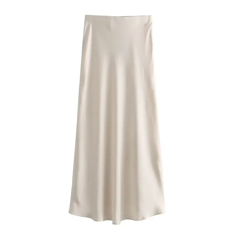 DEMI - Knee-length highwaist satin skirt