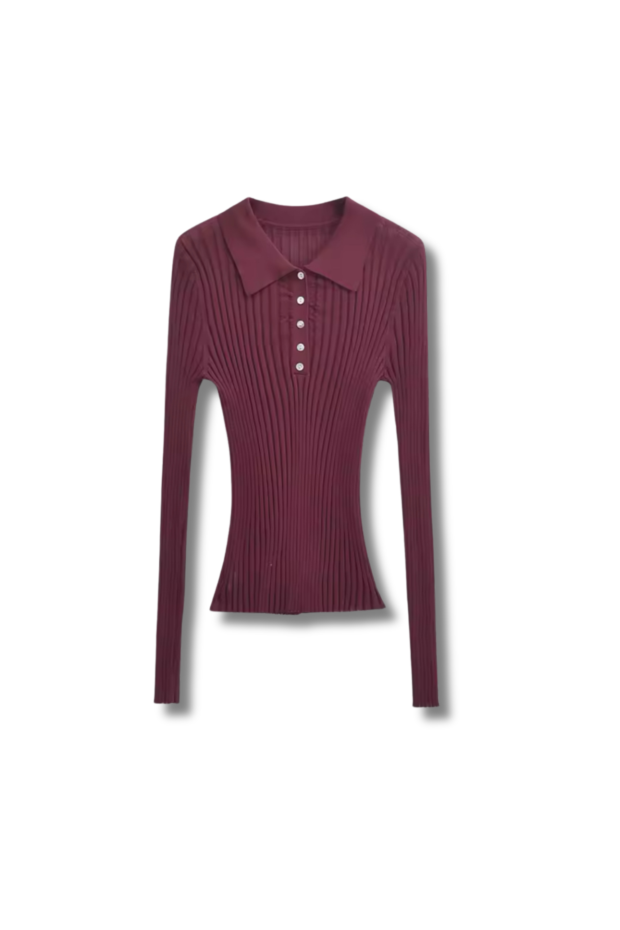 JANINE - ribbed knit sweater with polo collar