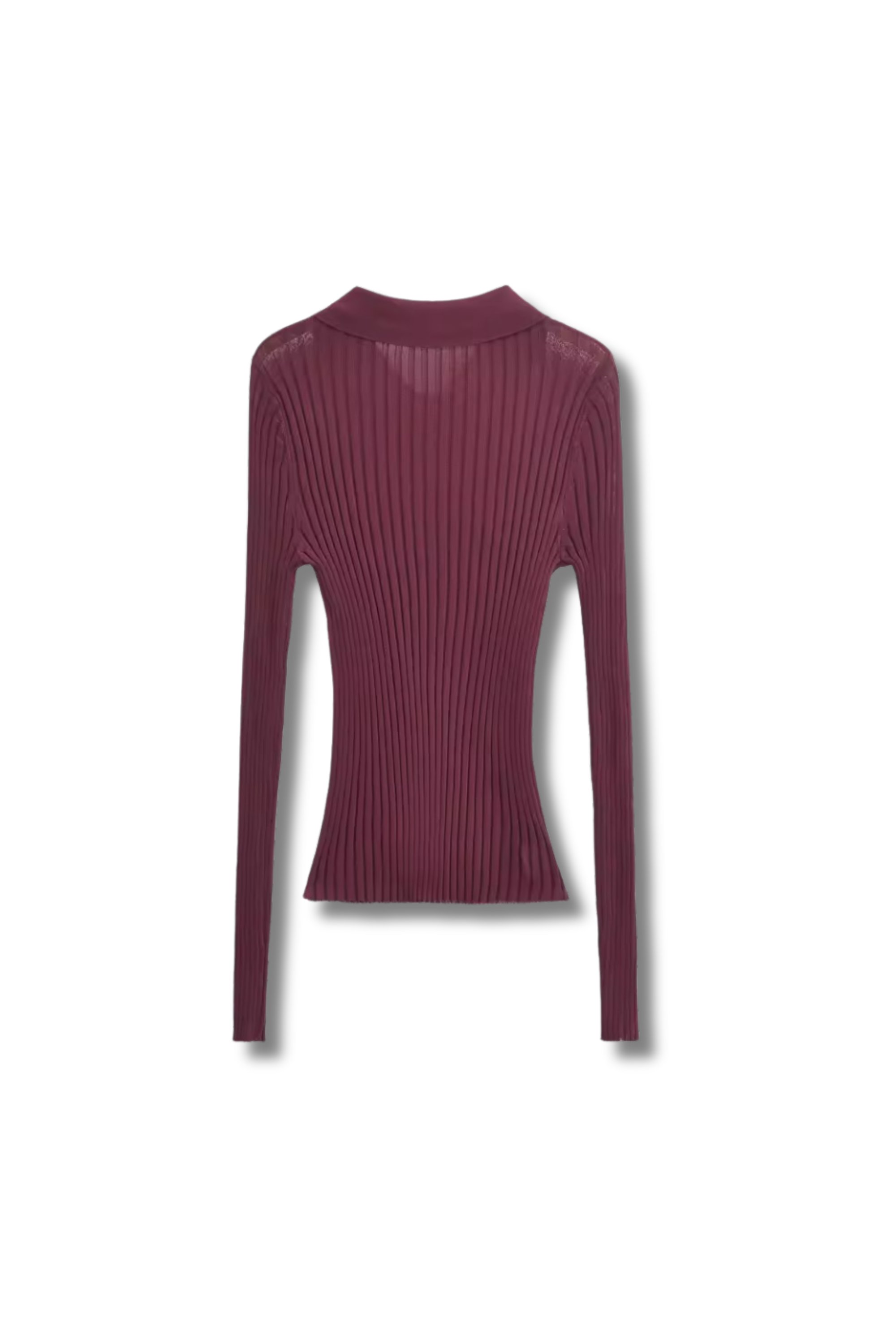 JANINE - ribbed knit sweater with polo collar
