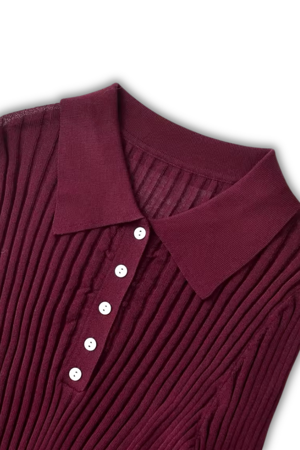 JANINE - ribbed knit sweater with polo collar