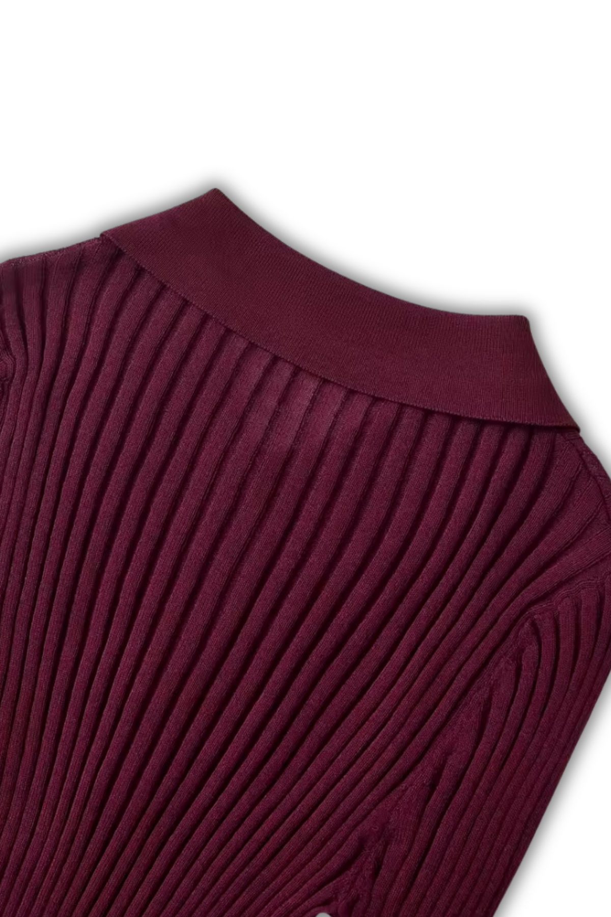 JANINE - ribbed knit sweater with polo collar