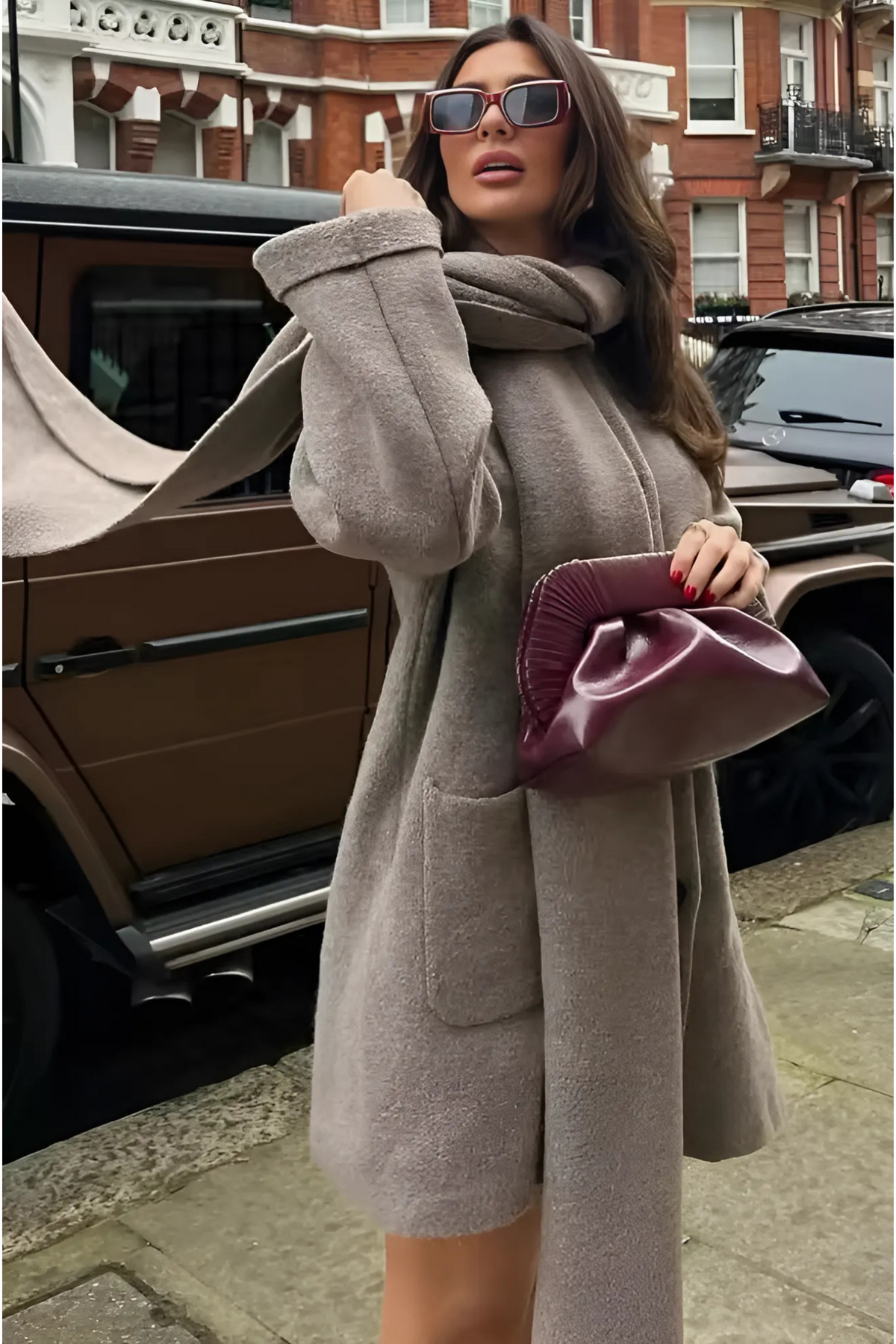 LOU - 2in1 oversized cardigan with scarf