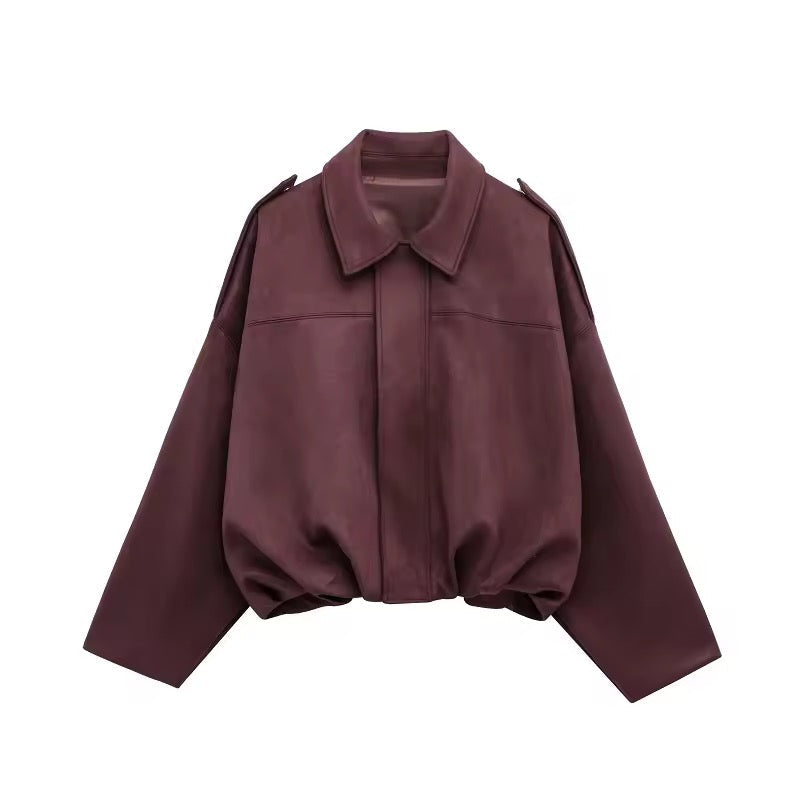 RHEA – Oversized Bomberjacke aus weichem Wildleder-Look