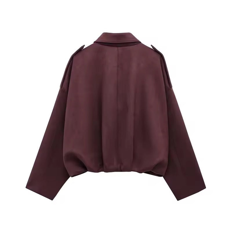 RHEA – Oversized Bomberjacke aus weichem Wildleder-Look