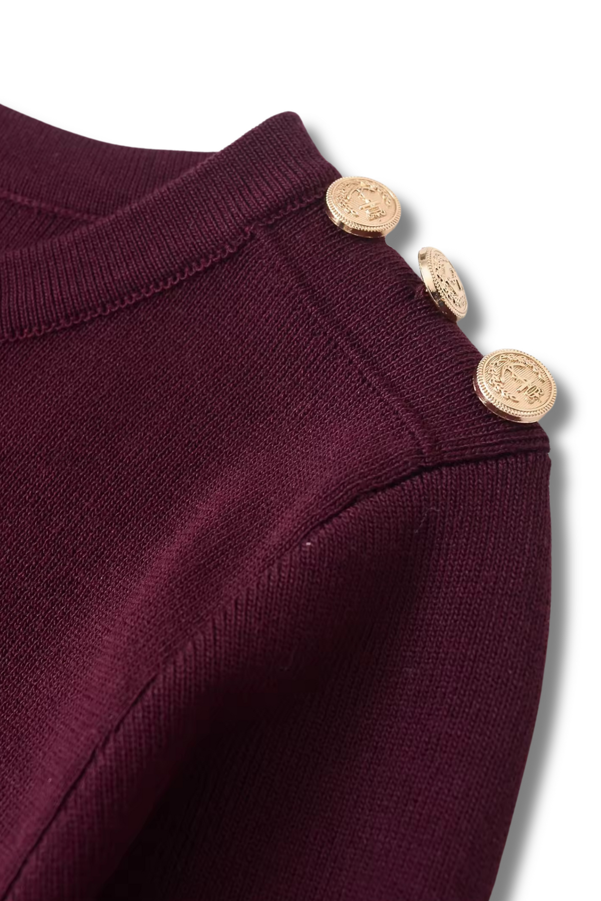 GIULLY - Long-sleeved fine knit dress with gold buttons
