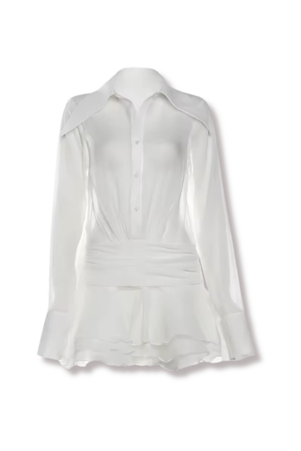SHERLY - Mini dress with button placket and ruffle skirt