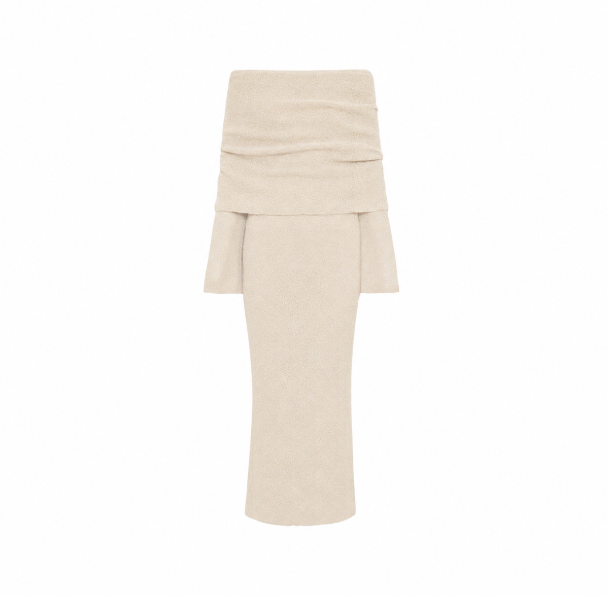 KELLY LONG - Knitted dress with Carmen neckline