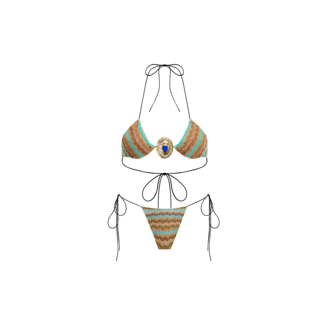 RUELLE – Three-piece crochet bikini set with skirt