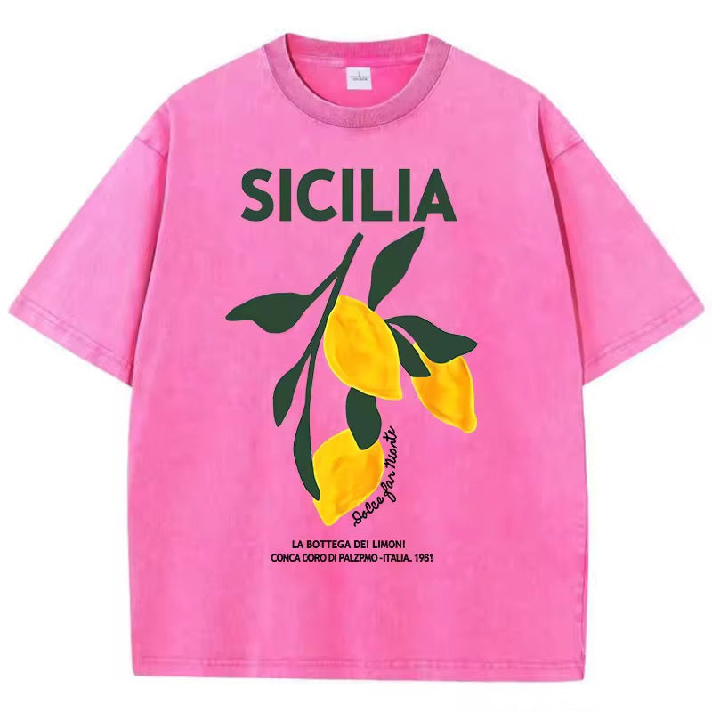 SICILIA – Oversized cotton T-shirt with lemon print