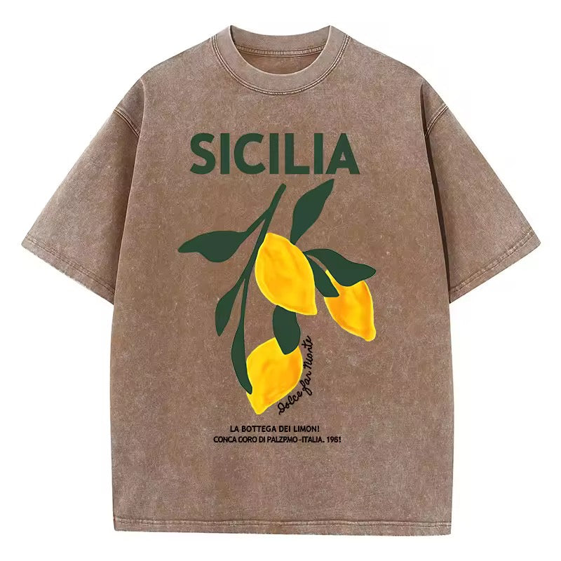 SICILIA – Oversized cotton T-shirt with lemon print
